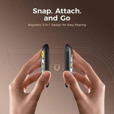 Електричні грілки для рук Ocoopa 2 шт. з магнітною основою, 5000mAh, 3 режими нагріву, компактні, для рукавичок, сумок, зимові аксесуари, подарунок для чоловіків та жінок (Lila_Weiß, Painted in Bloom (Ocoopa x Artist in Bloom)_Schwarz)