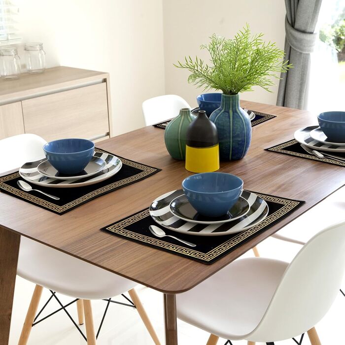 Набори підставки під гаряче Fanquare, 6 шт., зелені, прямокутні, з екошкіри, з золотим кантом. Стійкі до нагрівання, миючіся, неслизькі підставки для столу, 45*30 см. Ідеально для декору весільного столу.