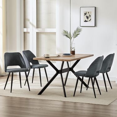 Набір обідніх стільців, кухонний стілець з тканини Cord, м'які стільці для обідньої кімнати, кухні, вітальні та спальні (Чорний, 4)