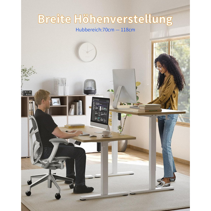 Електричний столик для роботи YIHAYO 140x60 см з регулюванням висоти та функцією пам'яті, білий