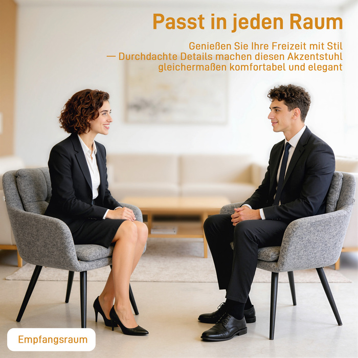 Сучасний акцентний стілець, м'який стілець на металевих ніжках, з текстурою льону, світло-сірого кольору