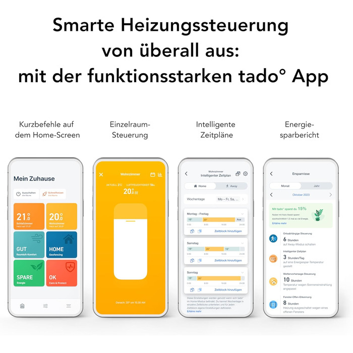 tado Smartes Heizkörperthermostat X – Набір з 3 шт., керування опаленням через додаток (Alexa, Siri, Google Assistant), енергозбереження, проста установка