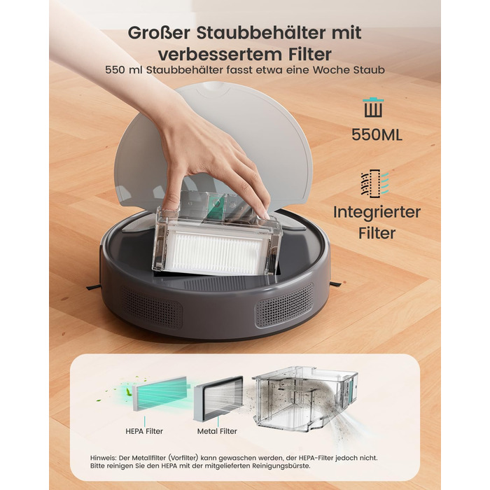 Робот-пилосос LEFANT 4500Pa: потужне прибирання, уникнення перешкод, для тварин, керування через додаток/Alexa