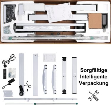 Електричний регульований стіл Flamaker з телескопічною основою та пам'яттю, білий