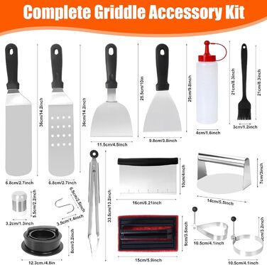 Набір гриль-посуду, 28 предметів: професійний набір з нержавіючої сталі з сумкою, подарунок на День народження, Різдво для чоловіків, для саду та кемпінгу, BBQ