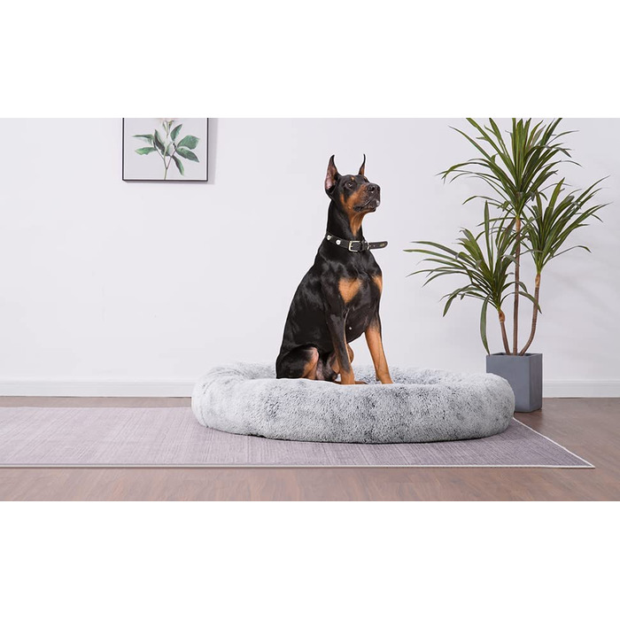 Ортопедичне ліжко для собак hmtope кругла подушка для собак Диван для собак ліжко для кішок пончик зручна корзина для собак миється, діаметр 70 см, світло-сірий (XXL (120 120 20 см))