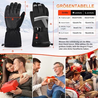 Електричні гріючі рукавички Netraty для катання на лижах, велосипеді та мотоциклі - 7.4V, 6400mAh, 3 режими нагріву