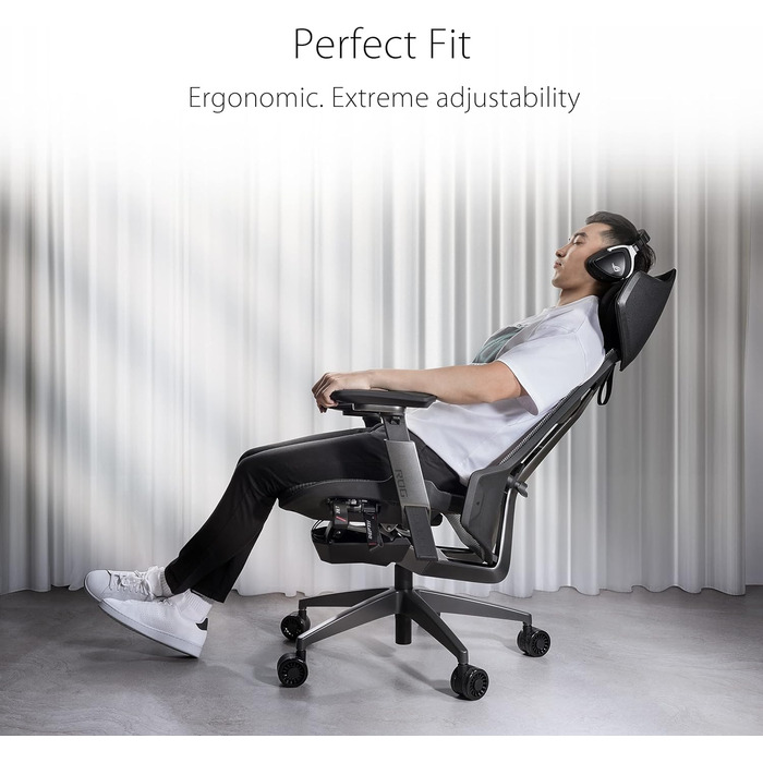 Ігровий крісло ASUS ROG Destrier Ergo (чорний) з регульованими підлокітниками та підтримкою попереку