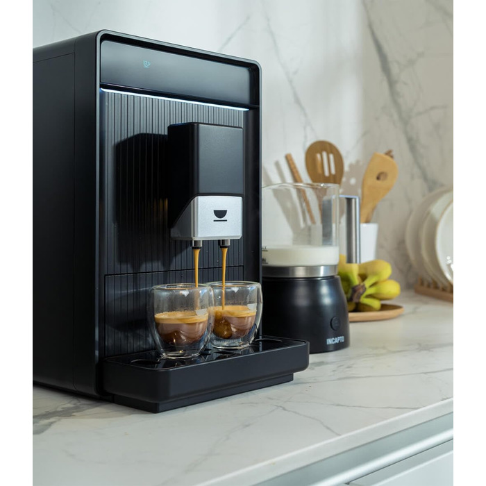 Кавомашина Incapto Aura автоматична з вбудованим млином | 19 bar | 2 чашки | 1.5 л резервуар | Thermoblock | Автоматичне очищення (Чорний)