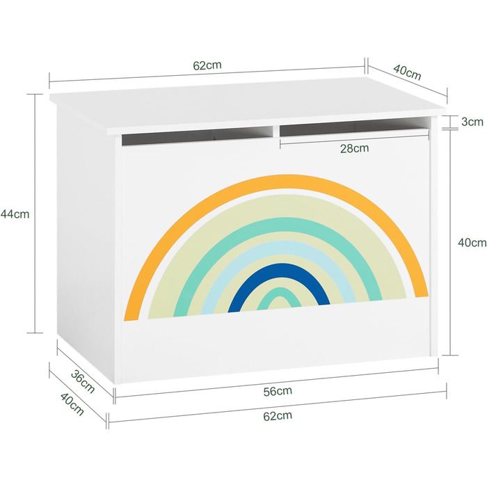 Дитяча іграшкова скриня Ящик для іграшок з кришкою Коробка для зберігання з кришкою Ящик для іграшок Зберігання іграшок Дитячий білий BHT Приблизно 62x44x40см, 70-W