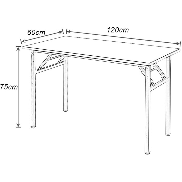 Розкладний стіл Комп'ютерний/Офісний/Конференційний 120x60 см з металевим каркасом, Колір: AC5AW (Білий)