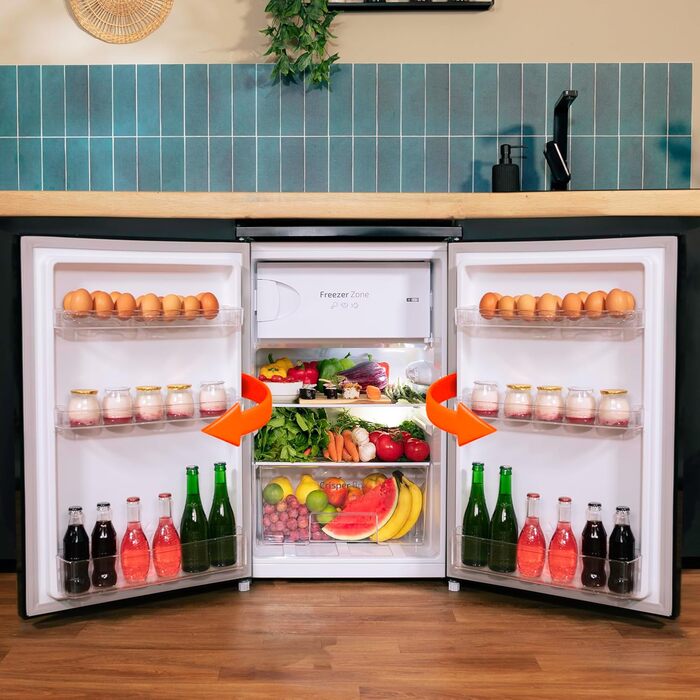 Холодильник Cecotec Bolero CoolMarket TT 107 L Black: міні-холодильник, клас E, регулювання температури, контейнер Crisper, морозильна камера, тиха робота