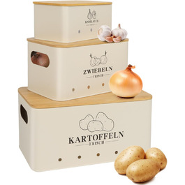 Набір з 3 коробок для зберігання картоплі, цибулі та часнику Vintage Beige Moz-O-PBDE02-BE