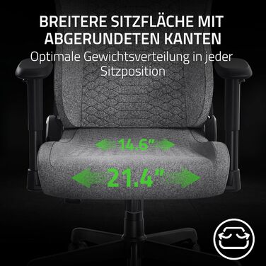 Ігровий крісло Razer Iskur V2 X - сірий, з підтримкою попереку, м'який матеріал, 2D підлокітники