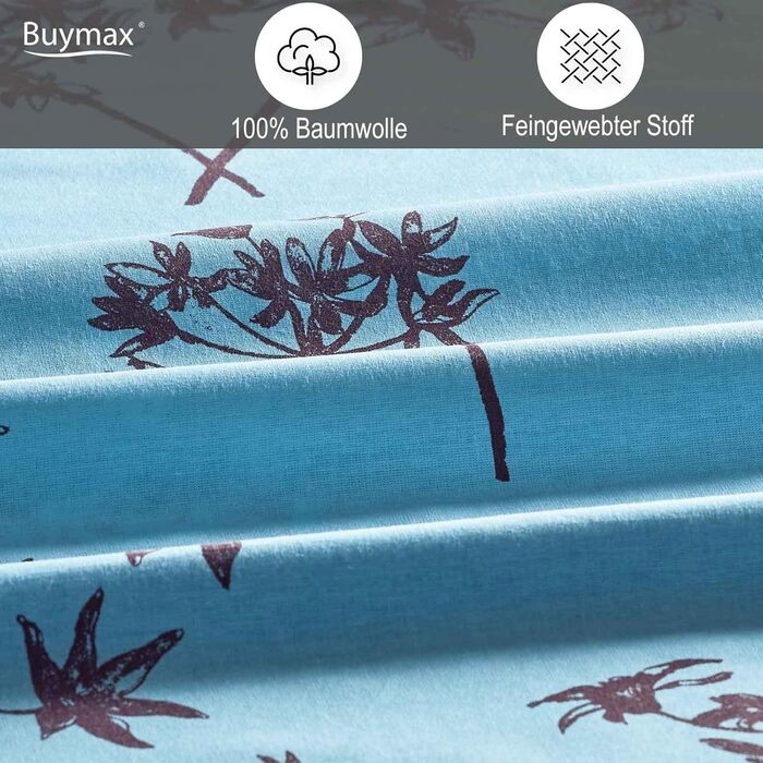 Комплект постільної білизни Buymax® 200x220 з 100% бавовни (3-тілі) - комплект постільної білизни 200 x 220см з 2 наволочками 80x80см, сертифікат ÖKO-TEX, блакитний