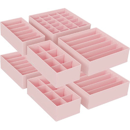 Ящики для зберігання нижньої білизни SONGMIC, набір з 8 предметів, органайзер для ящиків, система впорядкування в шафі, для бюстгальтерів, нижньої білизни, шкарпеток, краваток, складні коробки, тканинні коробки, RUS08GY (рожевий)