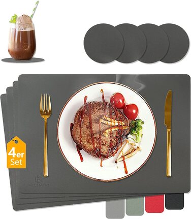 Набір килимків на стіл HELI MIAO, 4 шт., 43x30 см, водонепроникні, термостійкі, імітація шкіри, двоколірні, для дітей