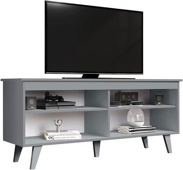 Тумба під TV Madesa, телевізійна тумба для телевізора до 55 дюймів, для вітальні та спальні, 136 x 38 x 58 см, з дерева (136 x 58 x 38 см, сіра)