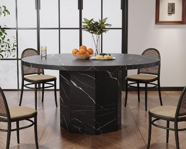 Дерев'яний обідній стіл HSH на 4-6 осіб, кухонний стіл, сучасний дизайн, 120x120x75 см (чорний)