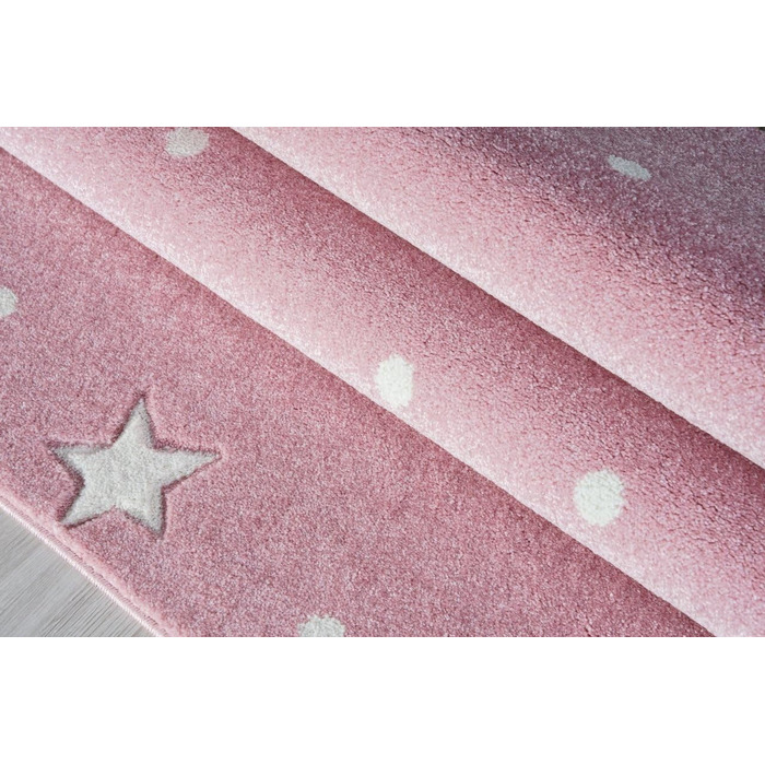 Дитячий килим Livone, що не вимагає особливого догляду, для дитячої кімнати, з рожево-білими крапками у вигляді зірок (120 х 170 см)