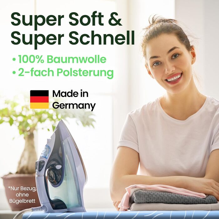 Чохол для прасувальної дошки SiplySooth 120x40 см, OEKOTEX100, виготовлено в Німеччині, комфортний, сірий/білий (блакитний/білий, XXL)
