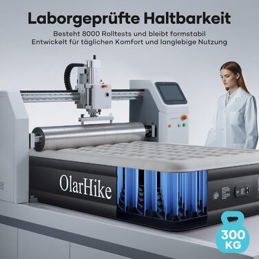 Надувний матрац OlarHike для кемпінгу та дому - 203 x 152 x 46 см, чорний, на 2 особи, XL