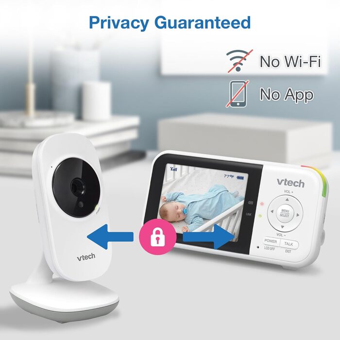 Відеоняня з камерою та монітором, акумулятор на 19 годин, радіус дії 305 м, автоматичний режим