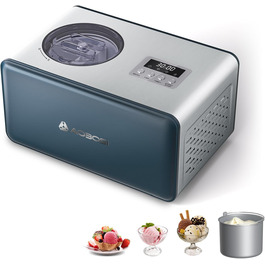 AAOBOSI Морозивниця 1.5 л з компресором, 4 режими, LCD-дисплей, без попереднього заморожування, довговічне охолодження, для м'якого морозива та сльошу, Springlane