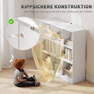 Стелаж для книг, підлоговий стелаж, 8 полиць, 97,5 x 30 x 100 см, білий