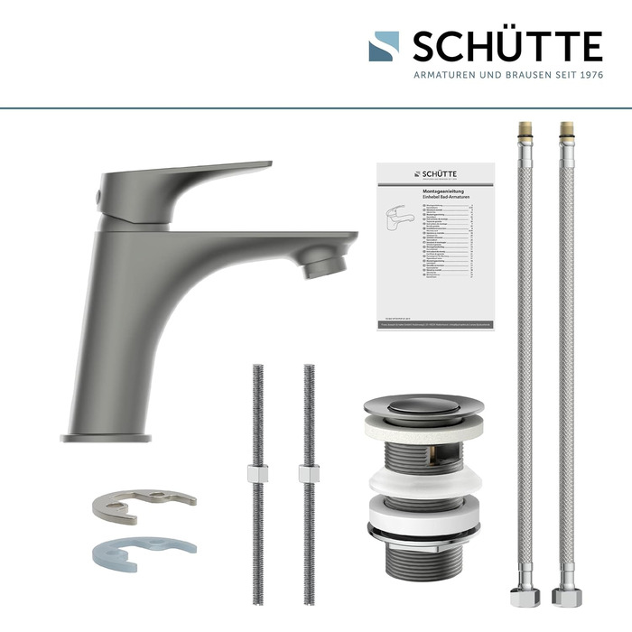 Змішувач для ванної кімнати SCHÜTTE BOSTON - однозахватна модель з нержавіючої сталі (графіт)