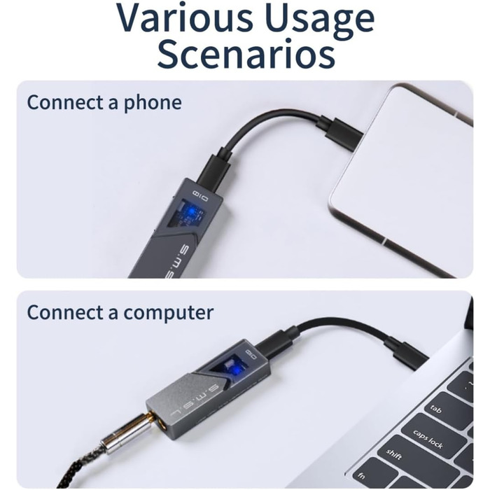 Підсилювач для навушників SMSL D10 USB-C, 2 шт. CS43131, 3,5 мм і 4,4 мм, ЦАП DSD256 32 біт/384 кГц (чорний)