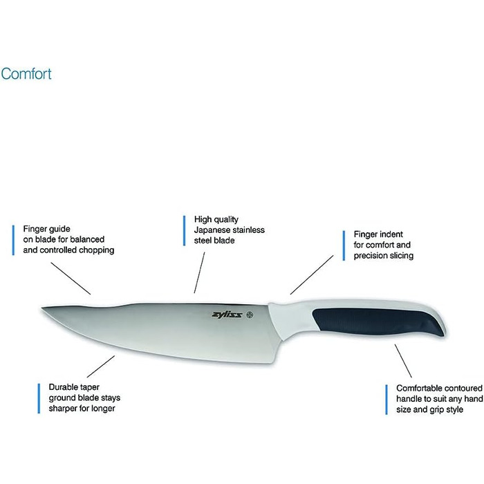 Набір ножових блоків Zyliss E920263 Comfort 7шт, японська нержавіюча сталь, темно-сіра/біла ручка, ножовий блок з 6 ножами та 1 ножицями, можна мити в посудомийній машині, гарантія 5 років