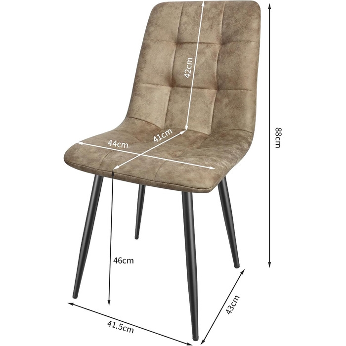 LEWE Комплект обідніх стільців для кухні та їдальні, сучасний дизайн, металеві ніжки, м'яке сидіння з технічної тканини (6 шт., жовто-коричневий)