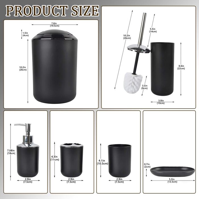 Набір аксесуарів для ванної кімнати CERBIOR, 6 шт. (Морська синя/Королівська синя): дозатор мила, тримач для зубних щіток, стакан для зубних щіток, мильниця. Чудовий подарунок для дому.