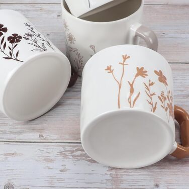 Набір кавових чашок EYMPEU 4 шт. об'ємом 450 мл з квітковим візерунком - ідеально для дому та як подарунок в офіс