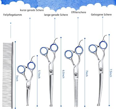 Ножиці для стрижки собак, ножиці для стрижки собак 6 в 1, ножиці для стрижки собак з нержавіючої сталі 4CR, ножиці для стрижки собак з круглим наконечником, вигнуті ножиці для стрижки собак, Ножиці для стрижки собак Подарунки для власників домашніх тварин