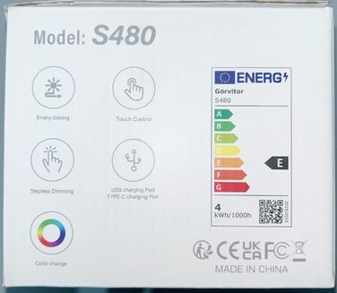 Приліжковий світильник Touch 20W, LED, 2 USB, 9 кольорів, 3 режими, таймер, пам'ять, колір горіха