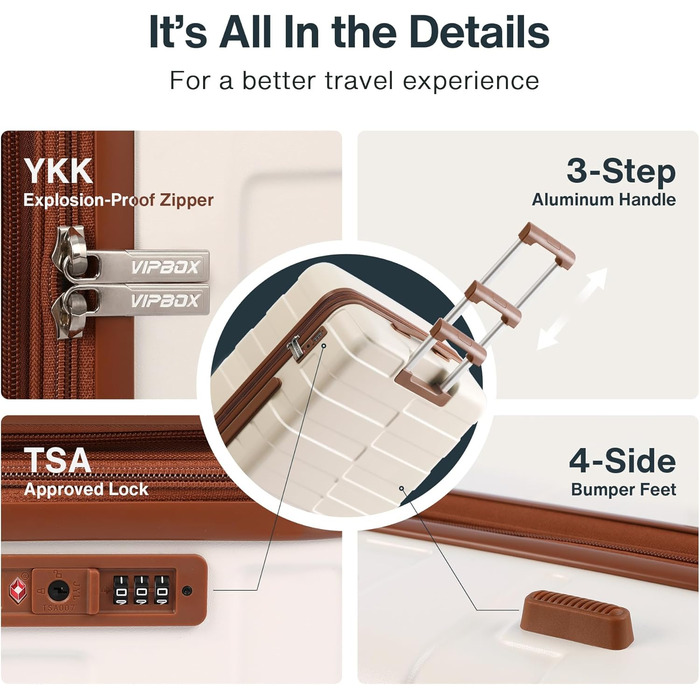 Набір дорожніх валіз Koffer Hartschale (20 та 24 дюйми), розширюваний пластиковий кейс із полікарбонату (PC), TSA-замком та колесами, білий колір, 2 шт.