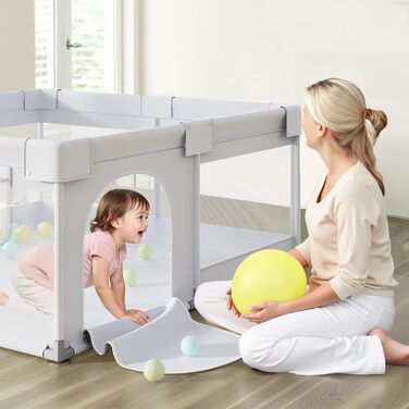 Дитячий манеж-ігровий центр 120x120 см, сірий - безпечний простір для малюків