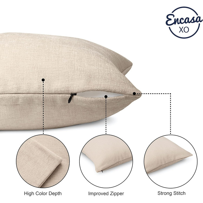 Набір з 2 шенілових чохлів для подушок Encasa - пісочний - 50x50 см, м'які та гладкі акцентні подушки для дивану, дивана, крісла, ліжка та підлоги