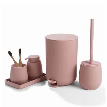 Набір для ванної кімнати Badset Rosa: органайзер, відро, щітка для унітазу, дозатор мила, стакан для зубних щіток, 5 предметів
