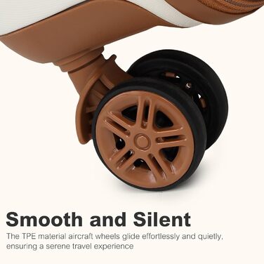 Набір валіз KONO: 3-в-1 (рюкзак, валіза на колесах, косметичка) з ABS+PC, TSA-замок, 4 колеса (кремовий/коричневий)