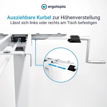 Регульований стіл Ergotopia Desktopia | Ручне регулювання висоти | Білий (Без стільниці)