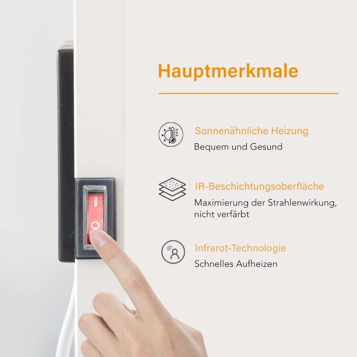 Інфрачервовий обігрівач Byecold 300 Вт з підставками, інфрачервовий електрообігрівач, енергозберігаючий, з захистом від перегріву, білий