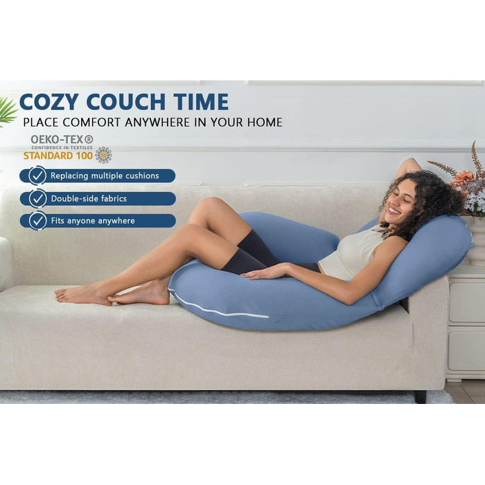 Подушка для читання INSEN, спинка для сидіння в ліжку, для читання, відпочинку, медсестер, дорослих, мам та дітей, для пресування живота в ліжку (охолоджуюча бавовна, блакитна, базова)