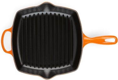Сковорода-гриль LE CREUSET Signature з чавуну, квадратна, 26 см, для всіх типів плит (включно з індукційними), 2,86 кг, колір: рудо-червоний (Flint)