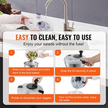 Швидка салатниця VEVOR TF901S з нержавіючої сталі SUS304, 4.5L