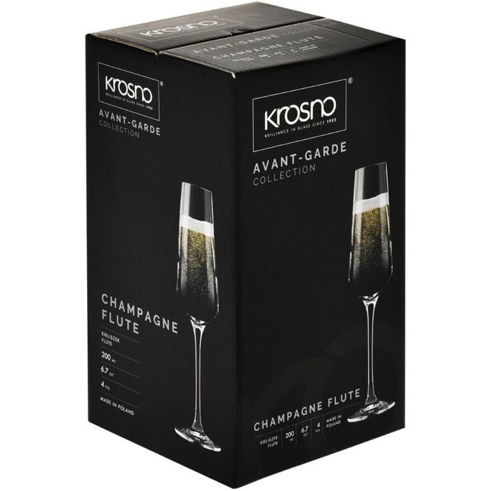 Кроснo Champagnerflötengläser: 4 кришталеві келихи для шампанського, 180 мл, колекція Avantgarde, для шампанського, просекко, сект, миється в посудомийній машині