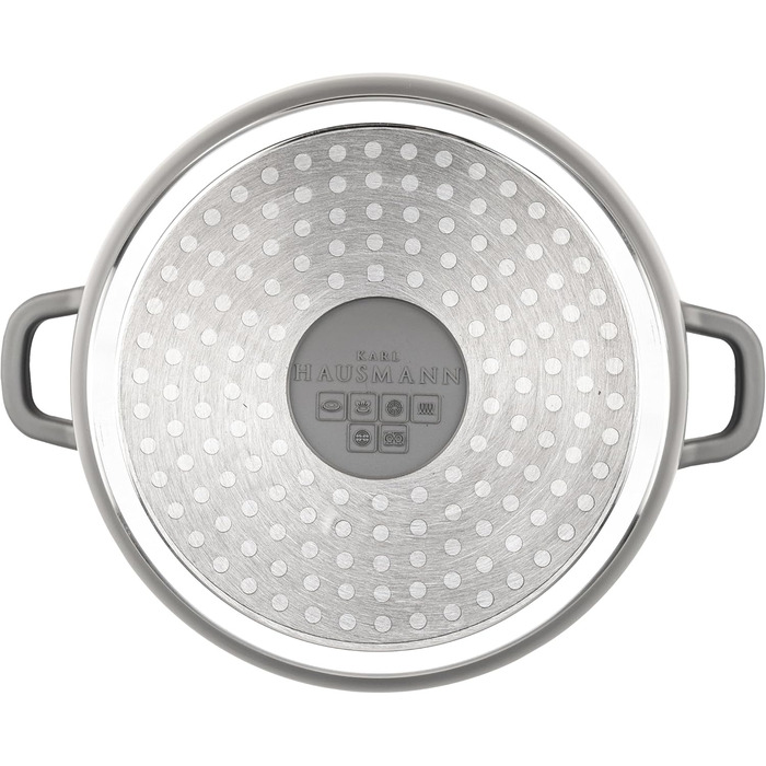 Каструля з антипригарним покриттям 10 літрів з кришкою, діаметр 28 см, з алюмінієвого лиття, для всіх типів плит (включаючи індукцію), сіра. Ідеально підходить для супу, тушкування та приготування великих порцій.