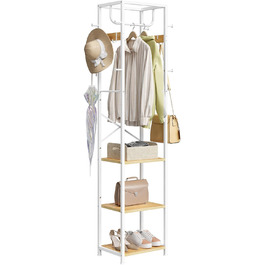 Підставка для одягу ELYKEN: вільна, з 3 полицями та 12 гачками, для прихожей, спальні, офісу. Органайзер для шапок, пальто, шарфів. Натуральне дерево